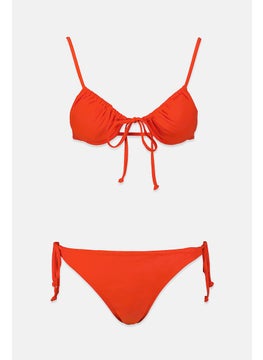 Buy Women 2,Piece Strappy Swim Bikinis Set, Fiery Orange in Saudi Arabia