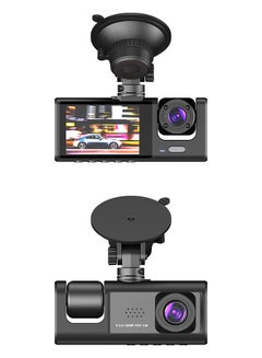 اشتري Drive DVR Car 3 Camera Recording Super Night Vision Cam Front and Rear 1080P Car Dashboard Camera with Sensor Parking Monitor Loop Recording في الامارات
