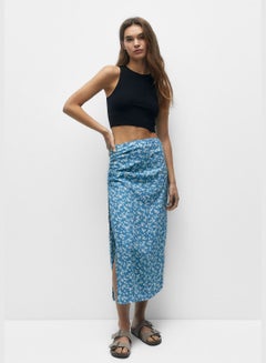 اشتري Floral midi skirt with a slit في السعودية