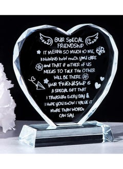 اشتري Crystal Glass Gifts for Friends  Friendship is Treasure Gifts for Friend on Birthday Crystal Glass Heart Plaque with Best Friend Sayings Ornaments Gift في السعودية