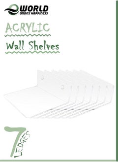 Buy 7-Ledges Acrylic Adhesive Wall Shelves, Clear Mini Floating Shelf with Smooth Rounded Edges for Displaying Mini Frames, Toys, and Small Trinkets, Adhesive or Screw Installation Options Included in UAE