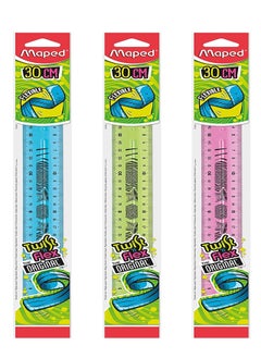 Buy 3-Piece Flexible Ruler 30cm Multicolour in UAE