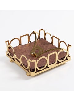 Buy Karel Square Napkin Holder, Gold - 17x6 cm in UAE