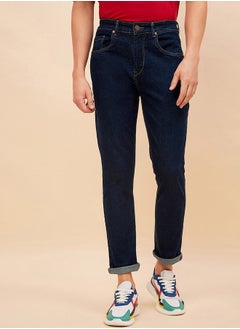 Buy Straight Fit Dark Wash Stretchable Jeans in Saudi Arabia