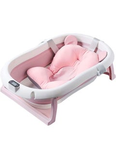 Buy Baby Folding Bathtub Foldable Baby Bathtub with Temperature Sensing Portable Safe Shower Basin with Support Pad for Newborn/Infant/Toddler Sitting Lying Large Safe Bathtub Pink in Saudi Arabia