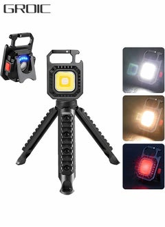 Buy LED COB Flashlight, Keychain Light with Stand, 500 Lumen Rechargeable Keychain Flashlights, 4 Light Modes Portable Pocket Light with Folding Bracket Bottle Opener for Camping, Emergency, Fishing in UAE