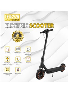 Buy smart electric scooter for adults with a speed of 30km/h, equipped with lights and speaker, black color and foldable in Saudi Arabia