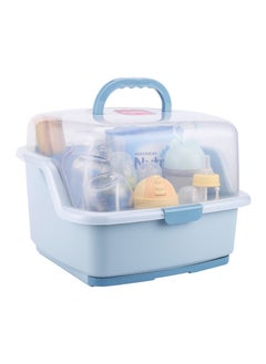 Buy Baby Bottle Drying Rack with Cover Portable Nursing Bottle Storage Box Baby Bottle Holder Dinnerware Organizer for Home Kitchen Blue in UAE