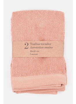 اشتري 2 Piece Textured Face Towels 32 L x 32 W Cm, Coral في الامارات