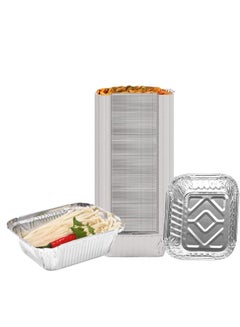 Buy Disposable Aluminium Rectangle Containers 250ml With Lids Heavy Duty Aluminum Foil Trays Containers with Board Lids for Cooking, Roasting, Baking - Pack Of 10 Pieces. in UAE
