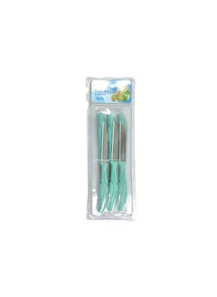 Buy Kitchen and fruits knifes with plastic hand 6 pieces - Light Green in Egypt