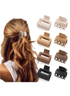 Buy Matte Hair Clips for Women and Girls - Rectangle and Double Row Small Claw Clips for Thin/Medium Fine Hair - Nonslip Jaw Clips (Apricot, Khaki, Brown, Black) in Saudi Arabia