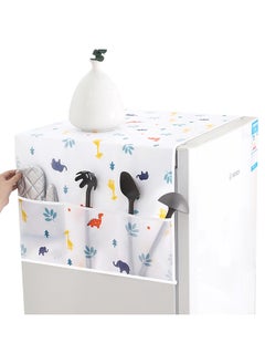 اشتري Dust-Proof Fridge Cover Washing Machine Cover [ Fridge Organizer ] with Storage Pockets for Pods Utensils or Anything for Quick Access - White في الامارات