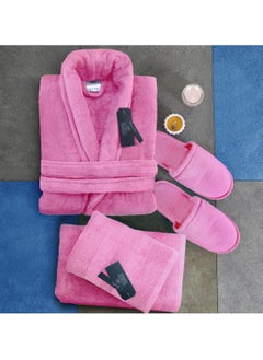 Buy Rizaries Bathrobe - 100% Soft cotton - Lite Pink- 4 Pieces set in UAE