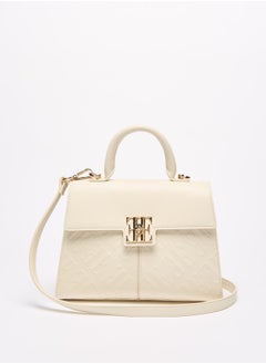 اشتري Women's Monogram Embossed Satchel Bag with Flap Closure and Top Handle في الامارات