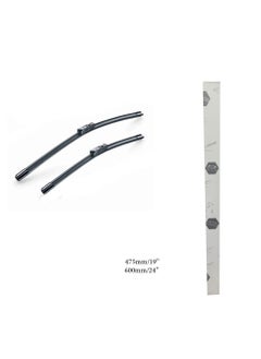 Buy Car Windshield Wiper Set, High Quality Material, Size 475 Mm, 19 Inch - 600 Mm, 24 Inch, 2 Pieces, GOLF 6 / Old Passat in Egypt