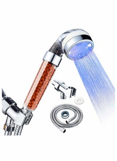 Buy LED Shower Head Set With Light Handheld Showerhead with Hose and Base for Dry Skin Hair High Pressure Shower Heads With Filters-3 Colors Change Cyclically in UAE