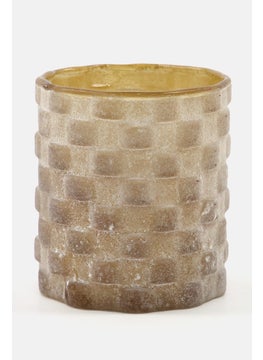 اشتري Textured Candle Glass Holder, Brown في الامارات