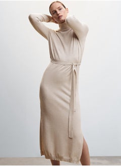 Buy Turtle Neck Tie Detail Dress in Saudi Arabia