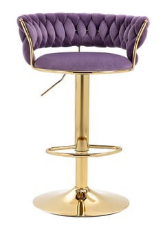 اشتري Swivel Velvet Purple Bar Stools, Adjustable Counter Height Barstools Gray Bar Chairs Modern Counter Stools في الامارات