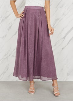 اشتري Dobby Textured Bow Pleat A-Line Maxi Skirt في السعودية