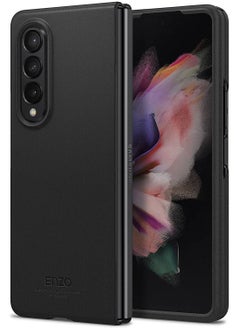 اشتري Enzo Genuine Leather Handmade and for Samsung Galaxy Z Fold 3 5G Case Cover 2021 Black في الامارات