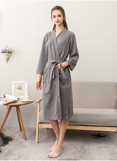 اشتري Women Waffle Robes Lightweight Knit Bathrobe Sleepwear Kimono Robe Wrap Loungewear with Pocket, Size: M/XL/XXXL في السعودية