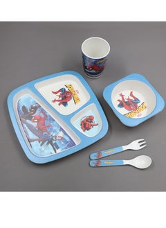 Buy 5-Piece Eco-Friendly Spider-Man Printed Baby Feeding Tableware Set For Newborn Baby in Egypt