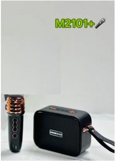 Buy M2101+ Good Quality Fashionable Wireless Outdoor Mini Portable Bluetooth Karaoke Speaker with Mic Black in UAE