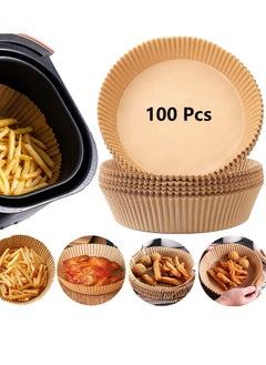 Buy 100Pcs Non Stick Air Fryer Disposable Paper Liner Oil proof Water Proof Parchment for Roasting Microwave 16cm in Saudi Arabia