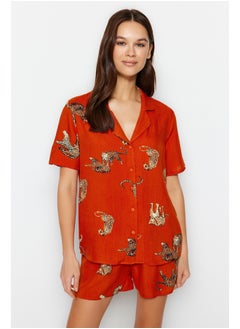 Buy Tile Animal Pattern Viscose Shirt-Shorts Weave Pajamas Set THMSS21PT1501 in Egypt