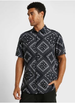 Buy Printed Short Sleeve Viscose Shirt in Saudi Arabia