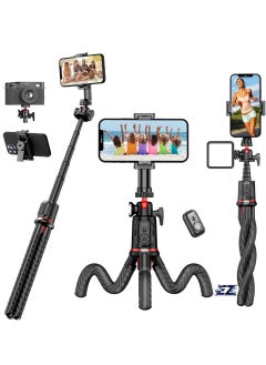 اشتري Phone Tripod Flexible Selfie Stick – Octopus Camera Tripod Stand with Remote, 360° Rotation, Extendable, Portable for iPhone & Android Video Recording في الامارات