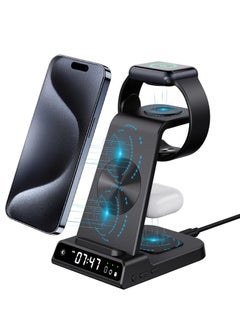 Buy Wireless charger, 3-in-1 fast wireless charging station for mobile phones, headphones, Apple Watch in Saudi Arabia