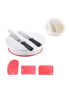 Buy Cake Decorating Turntable, Baking Supplies Cake Turntable with 2 Frosting Straight Angled Spatula 3 Icing Smoother Scrapers, Revolving Cake Stand Pink Baking Cake Decorating Supplies in UAE