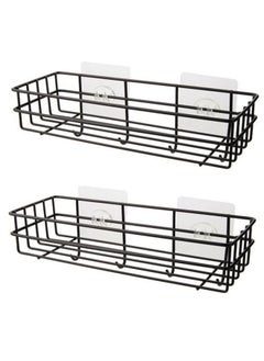 Buy Pack Of 2 Wall Bathroom Shelves Kitchen Storage – Multipurpose Rack and Shampoo Holder with 4 Hook  Adhesive Shower Caddy Metal Shelf Without Drilling in Saudi Arabia