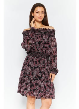 اشتري Women Paisley Print Mini Dress, Black Combo في الامارات