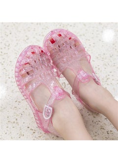 Buy Kids Crystal Sandals 3-9 Years Princess JellyGlitter pink Glitter pink in UAE