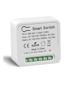 اشتري Mini Smart Relay WiFi Switch, 16A DIY Smart Light Switch Module, Smart Life Tuya App Control, Compatible with Alexa and Google Home, Smart Speakers with Appointment Timing Function في الامارات