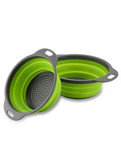 Buy [Pack of 2] Foldable Silicone Kitchen Strainer [ Rice Strainer Pasta Strainer Vegetable Strainer Fruits Strainer ] - Green in UAE
