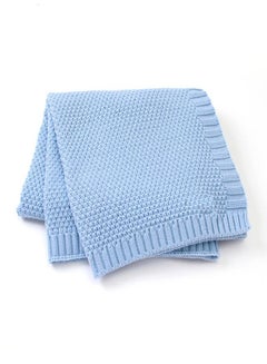 Buy 100% Acrylic Soft Lightweight Knit Baby Blanket Blue 80x100cm in Saudi Arabia