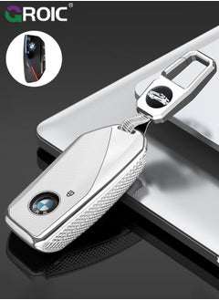 اشتري For BMW Key Fob Cover with Keychain, Car Key Shell Case for BMW 3 5 7 Series  X1 X3 X5 X7 IX XM U11735i 740Li 2023 2024, BMW Remote Smart Key PC Protector, Car Key Holder Key Cover (Silver) في السعودية