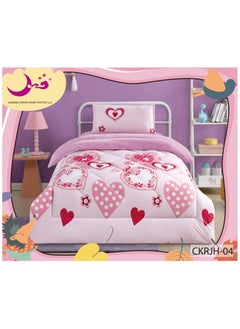 Buy Comforter Set Soft Velvet Winter Bedspread lined With fur With Children's Drawings, 3 pieces, Single size in Saudi Arabia