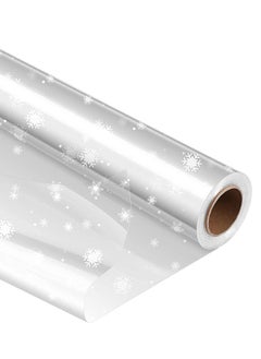 اشتري 1 Roll Cellophane Wrap Roll Unfolded Width 40cm x 15m Snowflake Pattern Paper Wrapper Gift Wrappings for Flowers, Bouquet, Basket, Packing Paper في الامارات