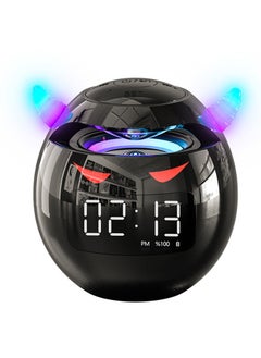 اشتري Wireless Bluetooth Speaker, Led Flash Portable Outdoor Bedside Kids Room Alarm Clock Subwoofer Music Player with Microphone Hands-Free Call (Black) في الامارات