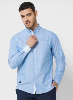 Buy Men Blue Slim Fit Pure Cotton Casual Sustainable Shirt in UAE