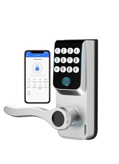 اشتري Keyless Entry Door Lock with Handle, 5-in-1 Smart Door Lock with Keypads, Digital Smart Locks for Front Door, Fingerprint Door Locks Support WiFi & APP Control, Biometric Door Lock for Home, Office في السعودية