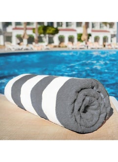 اشتري Petunia (Grey-White) Luxury Pool Towel (90x180 Cm-Set of 1) 100% Cotton, Highly Absorbent and Quick dry, Classic Hotel and Spa Quality Beach Towel-550 Gsm في الامارات