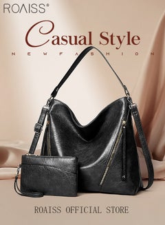 Buy 2-Piece Large Capacity Tote Bag Shopping Handbag Travel Crossbody Bag With Wallet Set in UAE