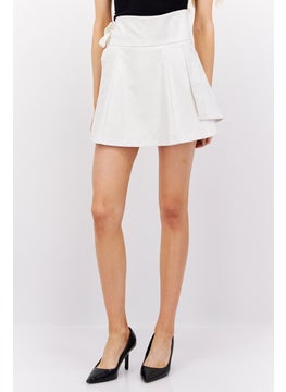 اشتري Women Plain Leather Mini Skirt, White في الامارات